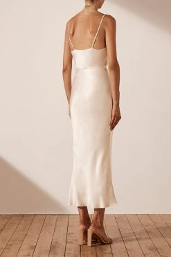 Shona Joy LA LUNE BIAS COWL MIDI DRESS - CREAM DRESSES 11 Shona Joy LA LUNE BIAS COWL MIDI DRESS - CREAM DRESSES
