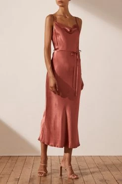Shona Joy LA LUNE BIAS COWL MIDI DRESS - TERRACOTTA DRESSES 7 Shona Joy LA LUNE BIAS COWL MIDI DRESS - TERRACOTTA DRESSES