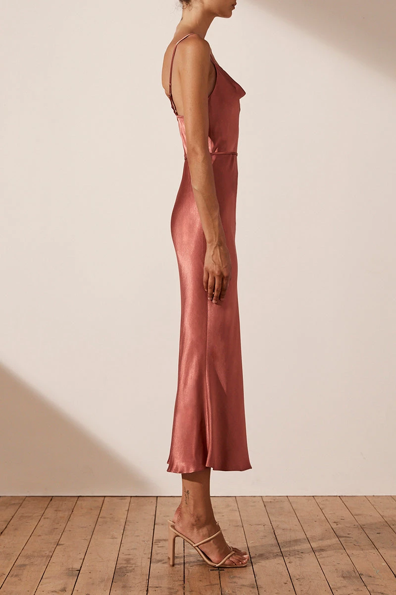 Shona Joy LA LUNE BIAS COWL MIDI DRESS - TERRACOTTA DRESSES 4 Shona Joy LA LUNE BIAS COWL MIDI DRESS - TERRACOTTA DRESSES