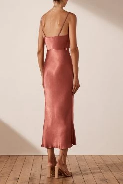 Shona Joy LA LUNE BIAS COWL MIDI DRESS - TERRACOTTA DRESSES 9 Shona Joy LA LUNE BIAS COWL MIDI DRESS - TERRACOTTA DRESSES