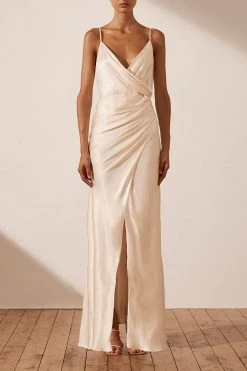 Shona Joy LA LUNE CROSS DRAPED MAXI DRESS - CREAM BEST SELLERS