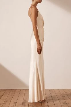 Shona Joy LA LUNE CROSS DRAPED MAXI DRESS - CREAM BEST SELLERS