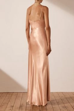 Shona Joy BEST SELLERS LA LUNE CROSS DRAPED MAXI DRESS - DESERT ROSE