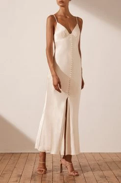Shona Joy LA LUNE BIAS SLIP DRESS - CREAM
