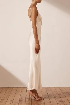Shona Joy LA LUNE BIAS SLIP DRESS - CREAM
