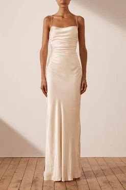 Shona Joy LA LUNE LACE BACK MAXI DRESS - CREAM