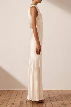 Shona Joy LA LUNE HIGH NECK MAXI DRESS - CREAM