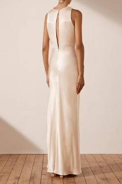 Shona Joy LA LUNE HIGH NECK MAXI DRESS - CREAM