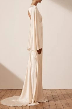 Shona Joy LA LUNE BACKLESS MAXI DRESS - CREAM DRESSES