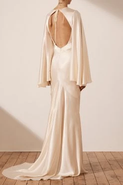 Shona Joy LA LUNE BACKLESS MAXI DRESS - CREAM DRESSES