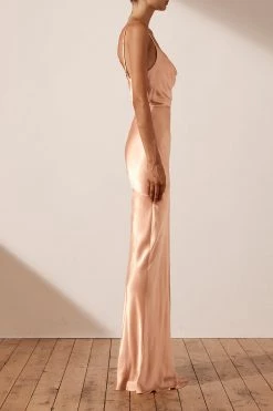 Shona Joy LA LUNE BIAS COWL MAXI DRESS - DESERT ROSE