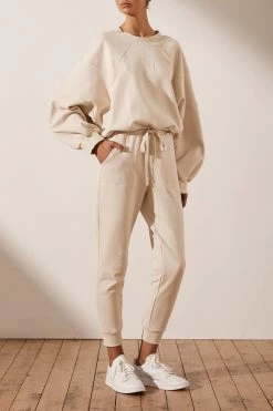 Shona Joy SJ LOGO BATWING SWEATER - OYSTER