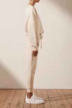 Shona Joy SJ LOGO BATWING SWEATER - OYSTER