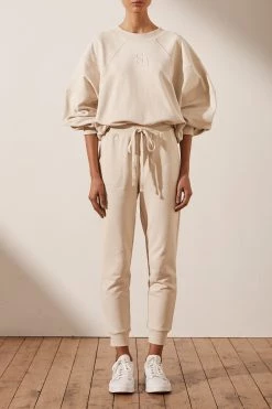 Shona Joy SJ LOGO BATWING SWEATER - OYSTER