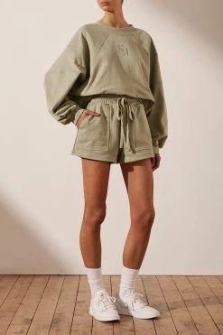 Shona Joy TOPS SJ LOGO BATWING SWEATER - SAGE