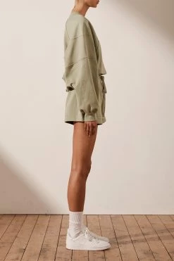 Shona Joy TOPS SJ LOGO BATWING SWEATER - SAGE