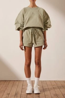 Shona Joy TOPS SJ LOGO BATWING SWEATER - SAGE