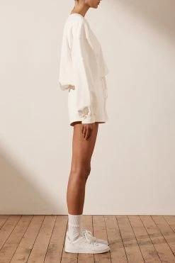 Shona Joy SJ LOGO BATWING SWEATER - IVORY TOPS 10 Shona Joy SJ LOGO BATWING SWEATER - IVORY TOPS