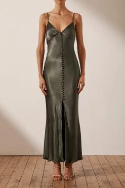 Shona Joy DRESSES LA LUNE BIAS SLIP DRESS - OLIVE 8 Shona Joy DRESSES LA LUNE BIAS SLIP DRESS - OLIVE