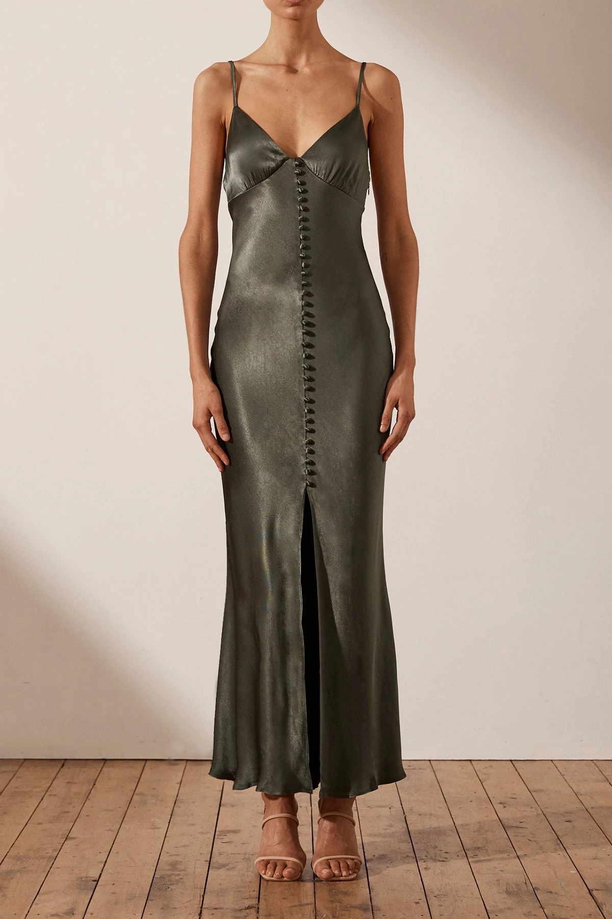 Shona Joy DRESSES LA LUNE BIAS SLIP DRESS - OLIVE 3 Shona Joy DRESSES LA LUNE BIAS SLIP DRESS - OLIVE