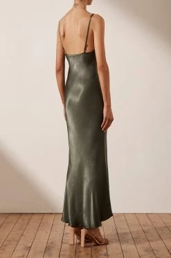 Shona Joy DRESSES LA LUNE BIAS SLIP DRESS - OLIVE 11 Shona Joy DRESSES LA LUNE BIAS SLIP DRESS - OLIVE