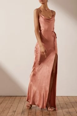 Shona Joy DRESSES LA LUNE BIAS COWL MAXI DRESS - ROSÉ