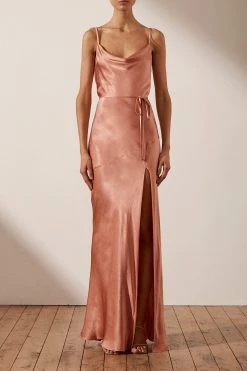Shona Joy DRESSES LA LUNE BIAS COWL MAXI DRESS - ROSÉ