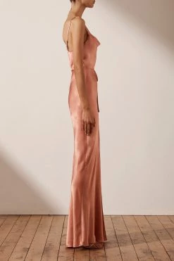 Shona Joy DRESSES LA LUNE BIAS COWL MAXI DRESS - ROSÉ