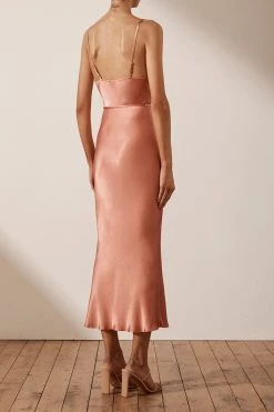 Shona Joy DRESSES LA LUNE BIAS COWL MIDI DRESS - ROSÉ