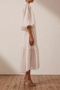 Shona Joy DRESSES CHARLOTTE HIGH NECK MIDI DRESS - ECRU