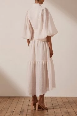 Shona Joy DRESSES CHARLOTTE HIGH NECK MIDI DRESS - ECRU