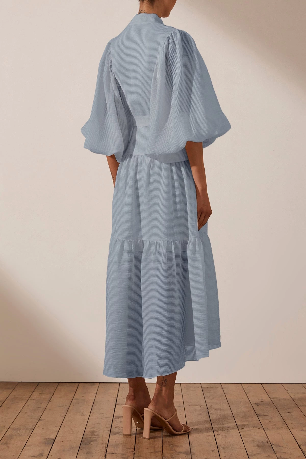 Shona Joy DRESSES CHARLOTTE HIGH NECK MIDI DRESS - BLUE SMOKE 6 Shona Joy DRESSES CHARLOTTE HIGH NECK MIDI DRESS - BLUE SMOKE