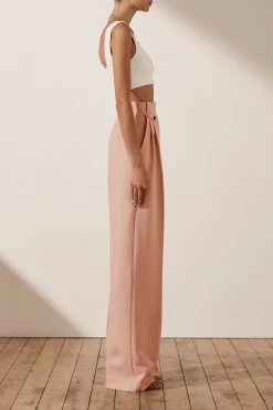 Shona Joy IVY HIGH WAISTED TAILORED PANT - ROSE DUST SHORTS & PANTS