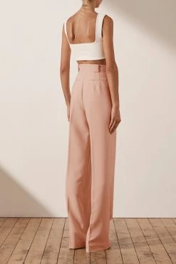 Shona Joy IVY HIGH WAISTED TAILORED PANT - ROSE DUST SHORTS & PANTS