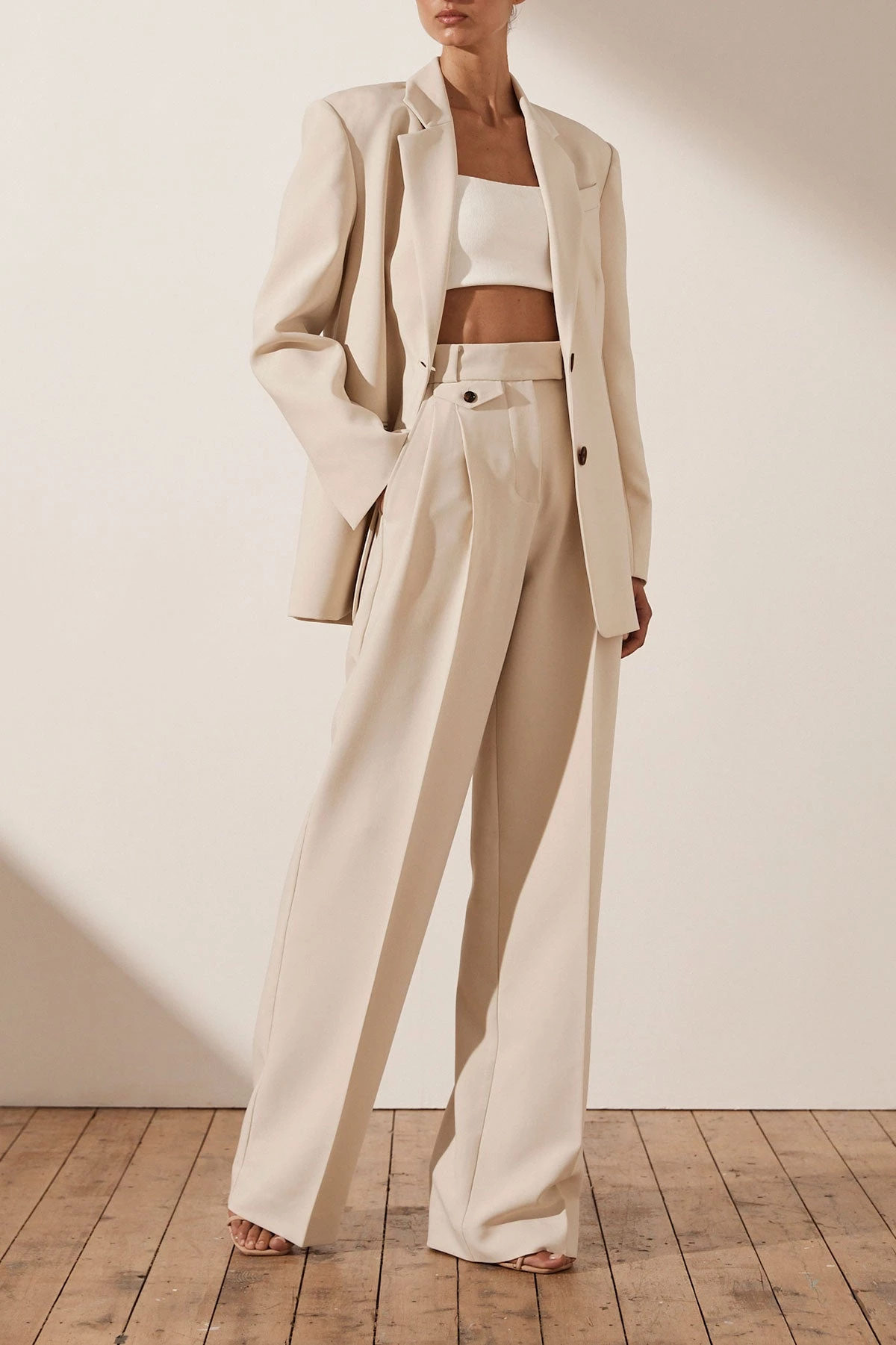 Shona Joy IVY HIGH WAISTED TAILORED PANT - BONE 8 Shona Joy IVY HIGH WAISTED TAILORED PANT - BONE