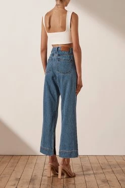 Shona Joy EMILY STRAIGHT LEG JEAN WITH SPLIT - INDIGO SHORTS & PANTS