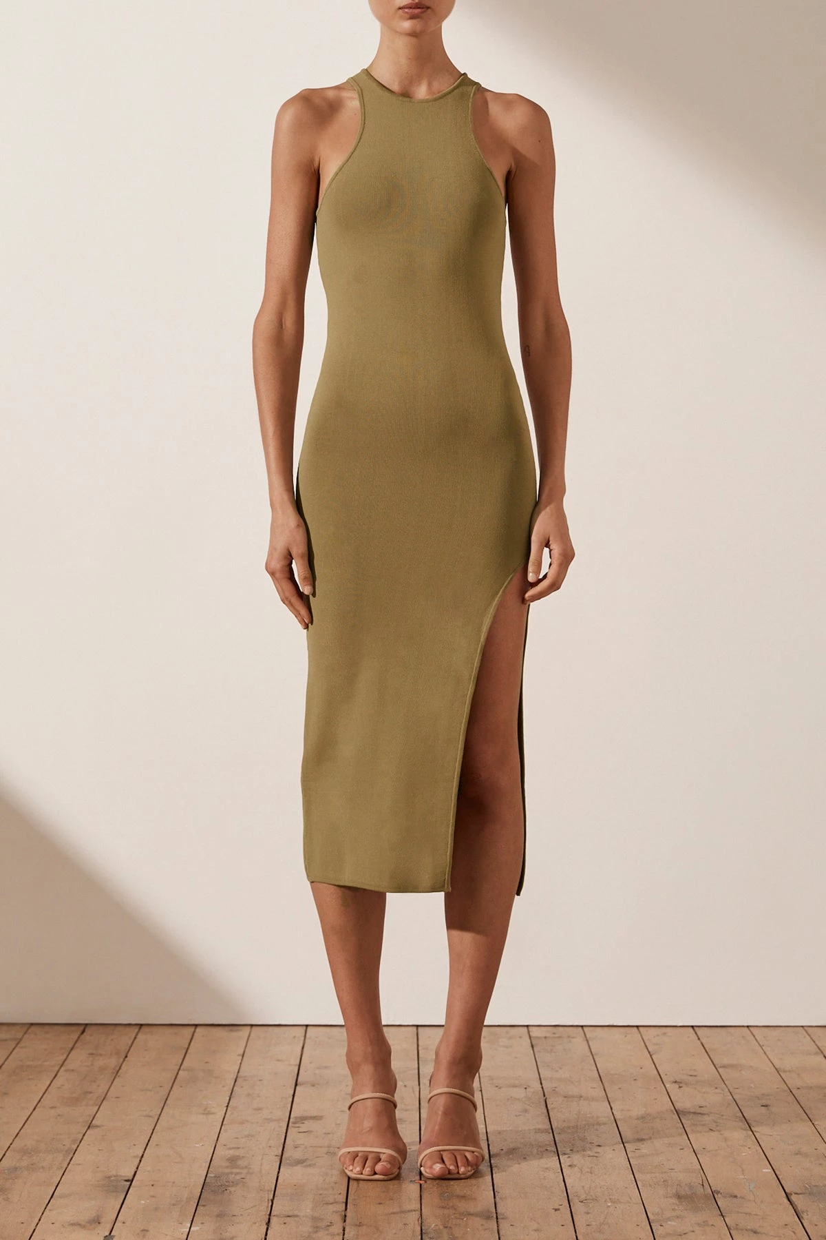 Shona Joy BASIC RACER BACK MIDI DRESS - BAY LEAF 3 Shona Joy BASIC RACER BACK MIDI DRESS - BAY LEAF