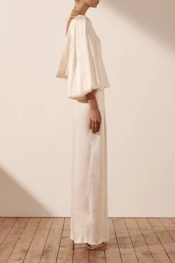 Shona Joy LA LUNE COWL BACK BALLOON SLEEVE BLOUSE - CREAM