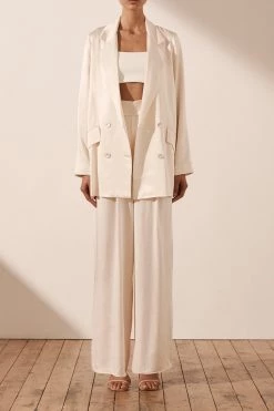 Shona Joy LA LUNE TUXEDO TROUSER - CREAM SHORTS & PANTS