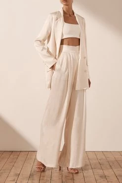 Shona Joy LA LUNE TUXEDO TROUSER - CREAM SHORTS & PANTS