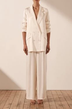 Shona Joy TOPS LA LUNE DOUBLE BREASTED BLAZER - CREAM