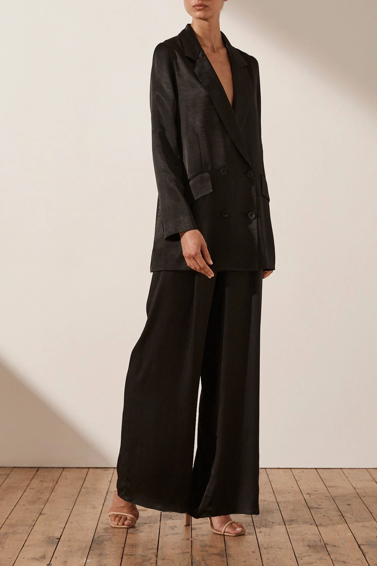 Shona Joy LA LUNE DOUBLE BREASTED BLAZER - BLACK 4 Shona Joy LA LUNE DOUBLE BREASTED BLAZER - BLACK