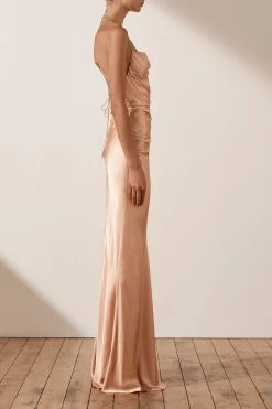 Shona Joy DRESSES LA LUNE LACE BACK MAXI DRESS - DESERT ROSE 10 Shona Joy DRESSES LA LUNE LACE BACK MAXI DRESS - DESERT ROSE