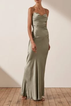 Shona Joy LA LUNE LACE BACK MAXI DRESS - SAGE