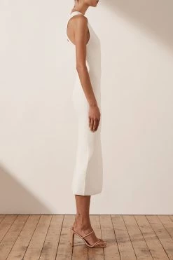 Shona Joy BASIC ONE SHOULDER MIDI DRESS - IVORY 10 Shona Joy BASIC ONE SHOULDER MIDI DRESS - IVORY