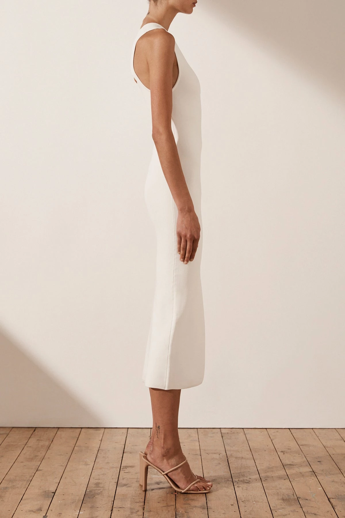 Shona Joy BASIC ONE SHOULDER MIDI DRESS - IVORY 5 Shona Joy BASIC ONE SHOULDER MIDI DRESS - IVORY