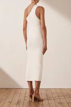 Shona Joy BASIC ONE SHOULDER MIDI DRESS - IVORY 11 Shona Joy BASIC ONE SHOULDER MIDI DRESS - IVORY