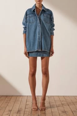 Shona Joy EMILY OVERSIZED SHIRT - INDIGO