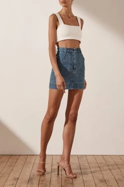 Shona Joy EMILY FITTED MINI SKIRT - INDIGO