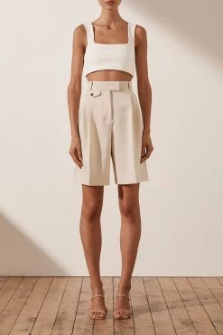 Shona Joy IVY HIGH WAISTED TAILORED SHORT - BONE 9 Shona Joy IVY HIGH WAISTED TAILORED SHORT - BONE